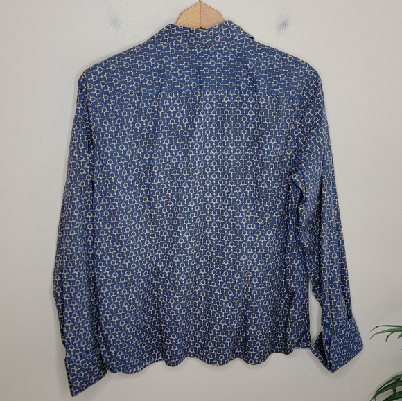 Lands' End | Petite Equestrian Horse Bit Print Button Down Shirt Size 16P - Picture 5 of 5